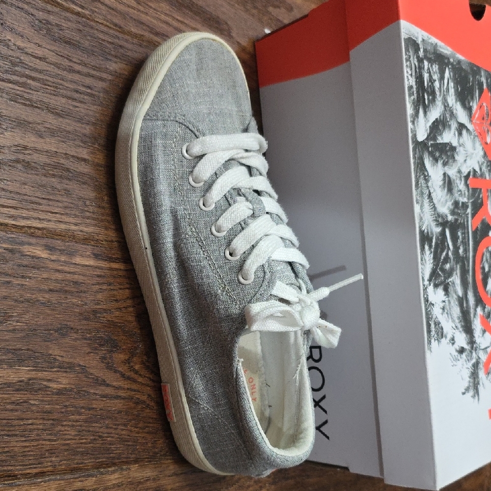 Roxy Charcoal Canvas Sneakers with White Accents